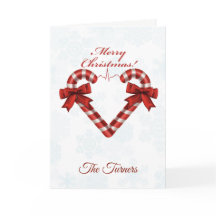 Navidades nevados Candy Cane Heart Ekg Strip