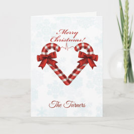 Tarjeta Festiva Navidades nevados Candy Cane Heart Ekg Strip