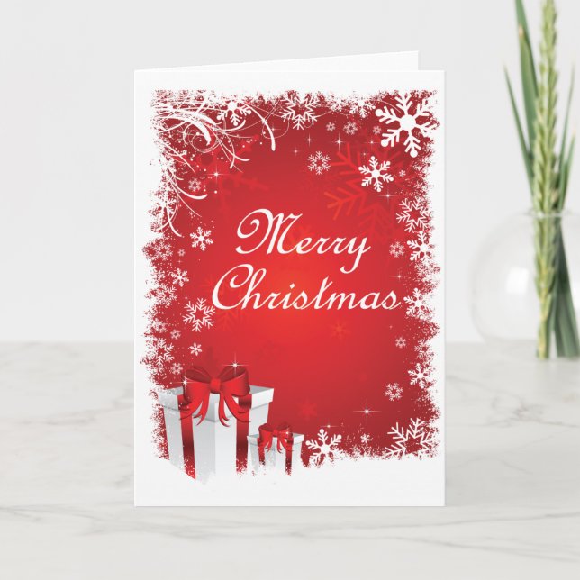 Tarjeta Festiva Navidades nevados rojos y blancos (Anverso)