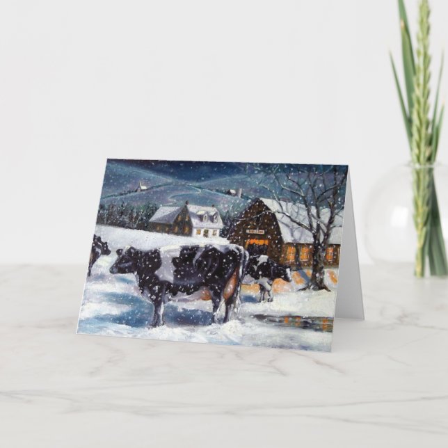 TARJETA FESTIVA NAVIDADES: NIEVE: ART: HOLSTEIN (Anverso)