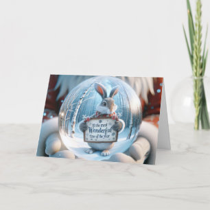Tarjeta Festiva Navidades Nieve Globe Con Conejo
