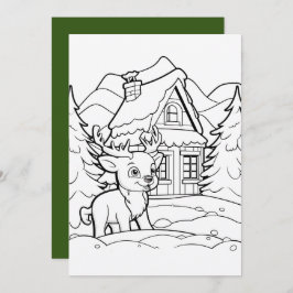 Tarjeta Festiva Navidades niños coloreando renos