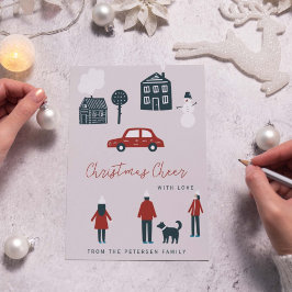 Tarjeta Festiva Navidades no fotográficos de invierno familiar