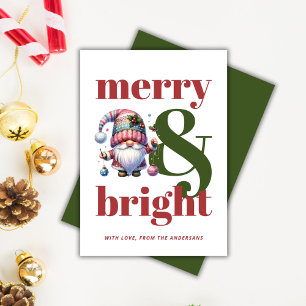 Tarjeta Festiva Navidades no fotográficos del Gnome Rojo Verde Fel