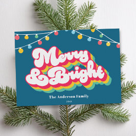 Tarjeta Festiva Navidades no fotográficos Merry & Bright Retro