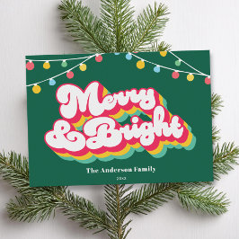 Tarjeta Festiva Navidades no fotográficos Merry & Bright Retro