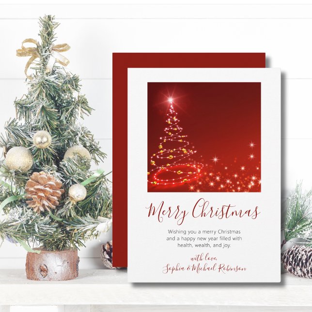 Tarjeta Festiva Navidades no fotográficos rojos del árbol de guion (Subido por el creador)