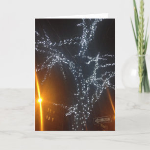 Tarjeta Festiva Navidades nocturnos de Nueva York iluminan foto de