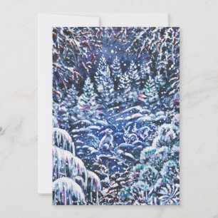 Tarjeta Festiva Navidades nocturnos silenciosos acuarela pintada a