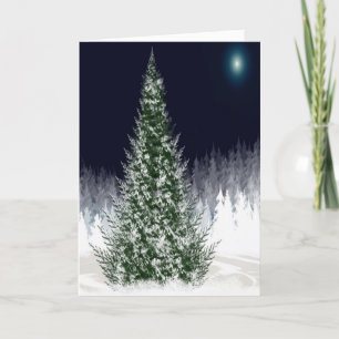 Tarjeta Festiva Navidades nocturnos silenciosos cubren nieve en la