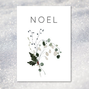 Tarjeta Festiva Navidades Noel Rustic Minimal Holly Greenery