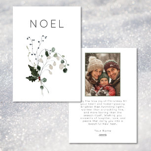Tarjeta Festiva Navidades Noel Rustic Minimal Holly Photo