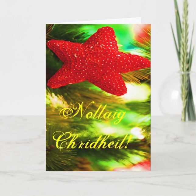 Tarjeta Festiva Navidades Nollaig Chridheil Estrella Roja II Ca de (Anverso)