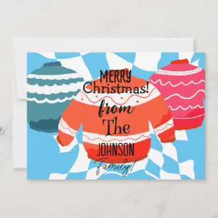 Tarjeta Festiva Navidades Nombre de familia Sudor Feo Azul claro