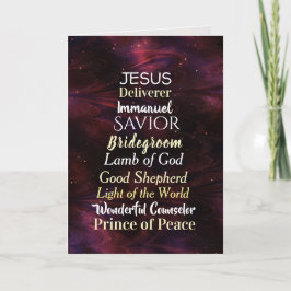 Tarjeta Festiva Navidades Nombres de la Biblia Jesús Verse Mateo 1
