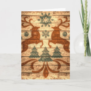 Tarjeta Festiva Navidades nórdicos de renos primitivos