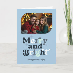 Tarjeta Festiva Navidades Nórdicos Guay Merry y Bright Retro Foto