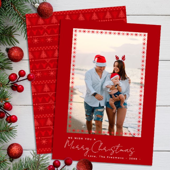 Tarjeta Festiva Navidades nórdicos rojos modernos (Simple Red Christmas Card)