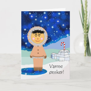 Tarjeta Festiva Navidades noruegos, Eskimo e Igloo Winter Scene