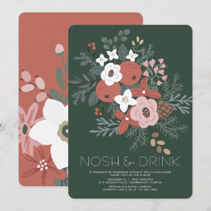 Tarjeta Festiva Navidades Nosh y Bebidas Foliage Dinner