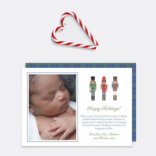 Tarjeta Festiva Navidades nostálgicos de los Nutcrackers Africanos (Holiday card design with African American nutcracker soldiers hand painted in watercolor)