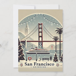 Tarjeta Festiva Navidades nostálgicos de San Francisco
