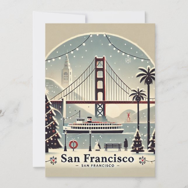 Tarjeta Festiva Navidades nostálgicos de San Francisco (Anverso)