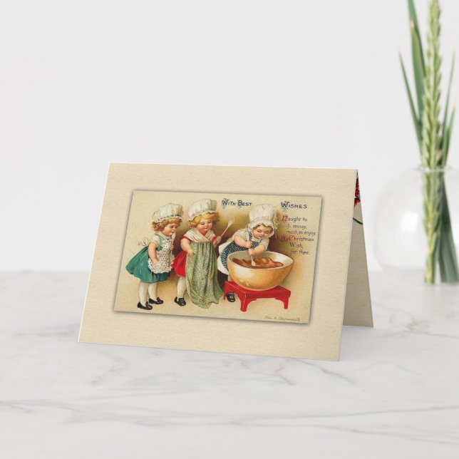 Tarjeta Festiva Navidades nostálgicos vintage (Anverso)