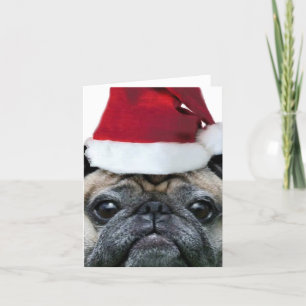 Tarjeta Festiva Navidades Notecard del perro Pug