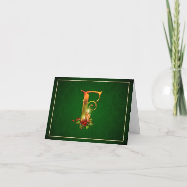 Tarjeta Festiva Navidades Notecard encendiendo velas iniciales F (Anverso)