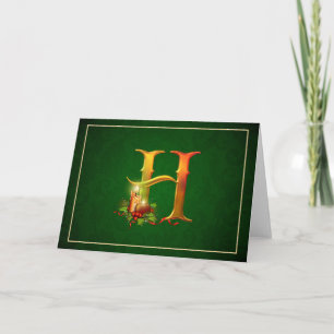 Tarjeta Festiva Navidades Notecard encendiendo velas iniciales H