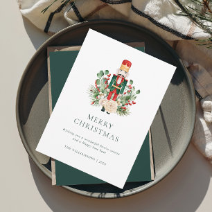 Tarjeta Festiva Navidades Nutcracker Red Berries Elegant