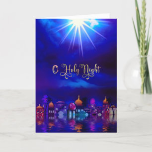 Tarjeta Festiva Navidades, O Holy Night, Christian, Bethlehem Star