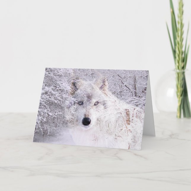 Tarjeta Festiva Navidades o lobo de invierno (Anverso)