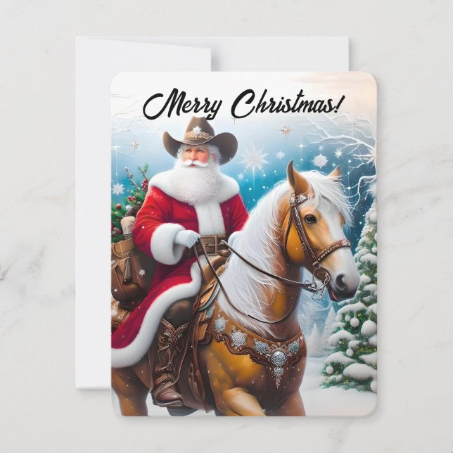 Tarjeta Festiva Navidades occidentales de Santa Claus (Anverso)