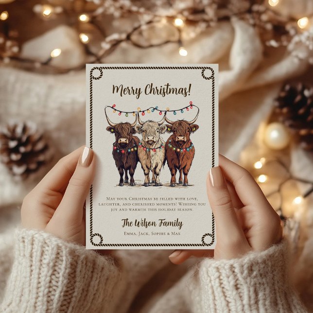Tarjeta Festiva Navidades occidentales rústicos de vacas tropicale (Subido por el creador)