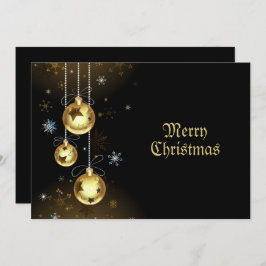 Tarjeta Festiva Navidades Ornamentos dorados Estrellas brillantes 