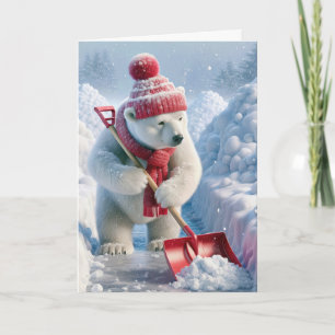 Tarjeta Festiva Navidades Oso Polar Con Calzado Rojo