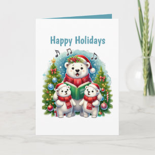 Tarjeta Festiva Navidades osos polares añaden mensaje Felices Fies
