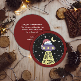 Tarjeta Festiva Navidades OVNI Gracioso