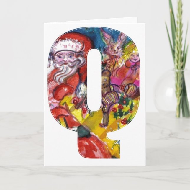 TARJETA FESTIVA NAVIDADES P LETRA / SANTA CON GIFTS MONOGRAM (Anverso)