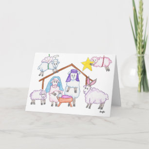 Tarjeta Festiva Navidades Pagent con ovejas