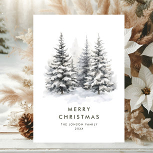 Tarjeta Festiva Navidades paisajistas acuarollas de invierno