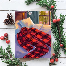 Tarjeta Festiva Navidades Pajamas Red Plaid