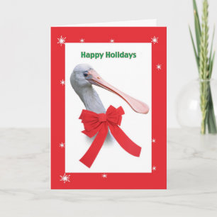 Tarjeta Festiva Navidades, pájaro cómico de Spoonbill