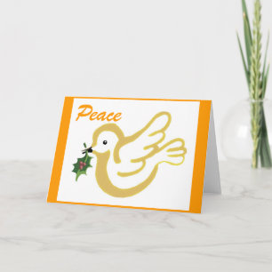 Tarjeta Festiva Navidades paloma de paz dorada