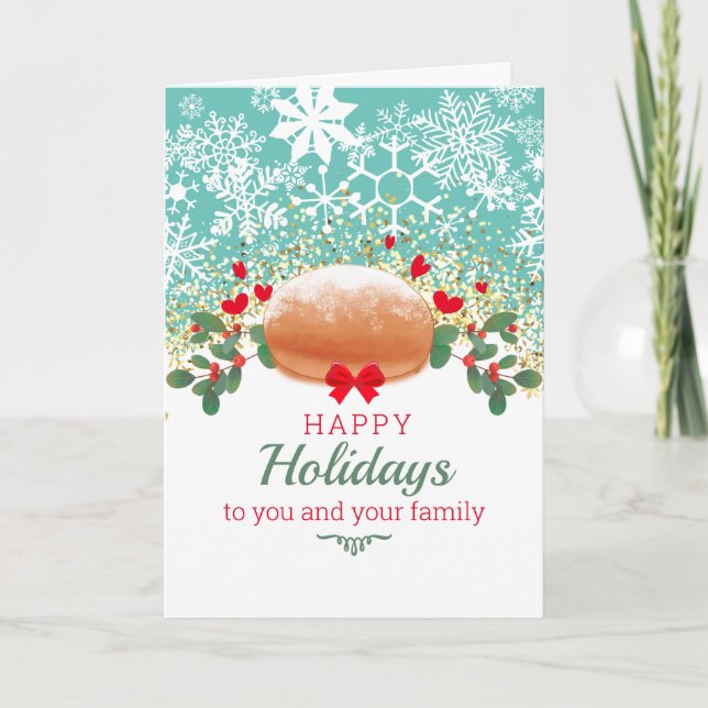 Tarjeta Festiva Navidades pan casero copos de nieve de vacaciones  (Anverso)