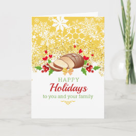 Tarjeta Festiva Navidades pan casero copos de nieve de vacaciones
