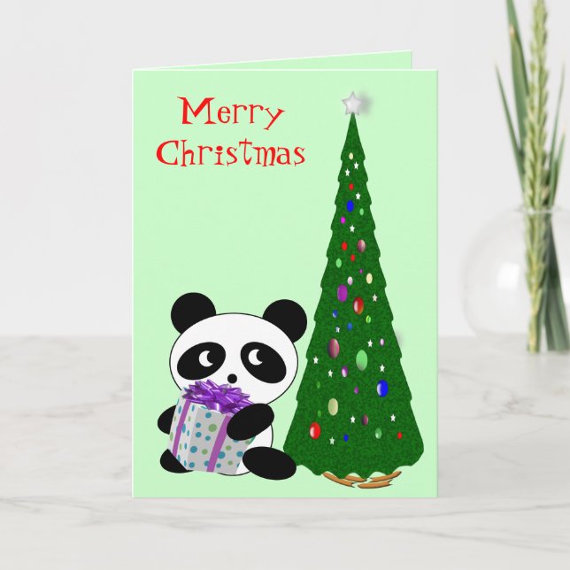 Tarjeta Festiva Navidades Panda (Anverso)