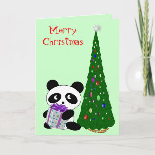Tarjeta Festiva Navidades Panda